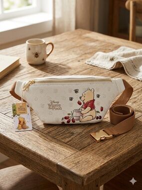 Disney Winnie the Pooh White Cream Crossbody with Gold Accents